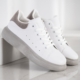 SHELOVET Tenisky Na Šedé Platformě bílý šedá 2