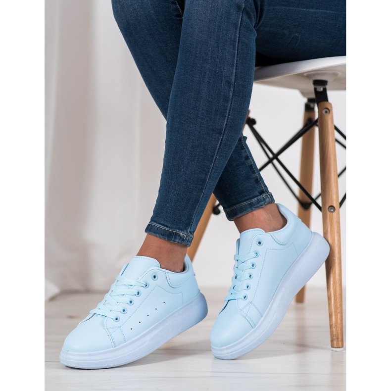 SHELOVET Modré tenisky na platformě modrý 1