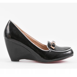 Černé klínové lodičky s mašlí 0088-1 černá 2