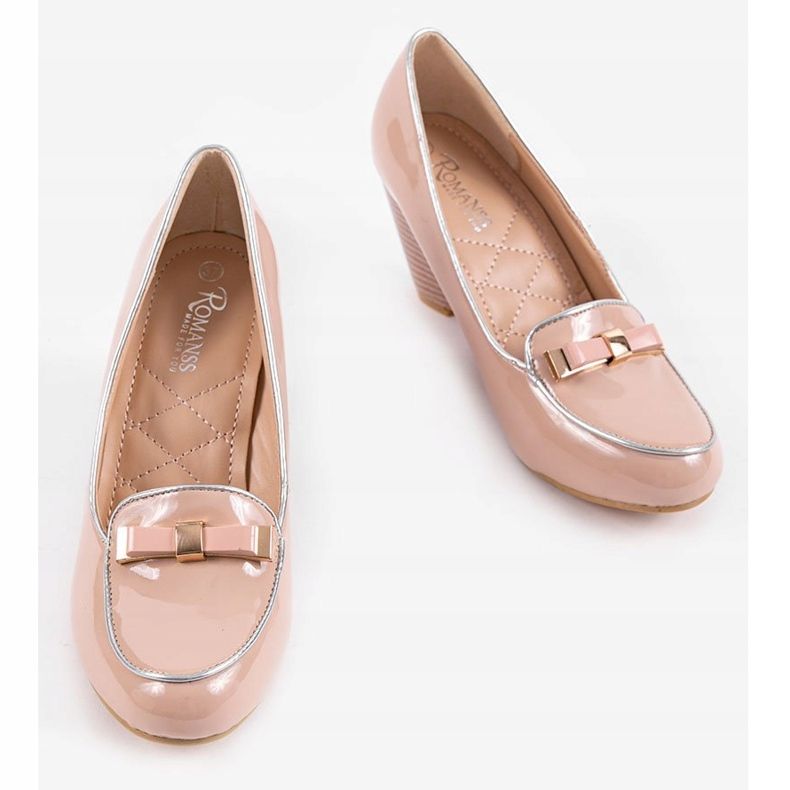 Béžové klínové lodičky s mašlí 0088-4 béžový hnědý 2