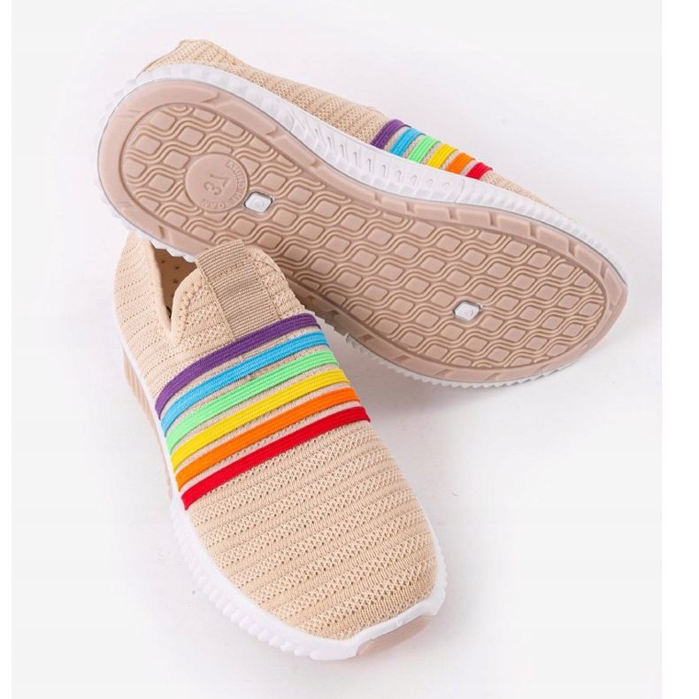 Béžové sportovní nazouvací boty BS30 béžový hnědý vícebarevný 2