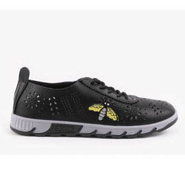 Černé prolamované tenisky s potiskem JH81171-3 černá 1