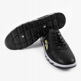 Černé prolamované tenisky s potiskem JH81171-3 černý 2
