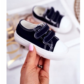 Apawwa Dětské tenisky Navy Blue Fanot se suchým zipem bílý námořnická modř 1