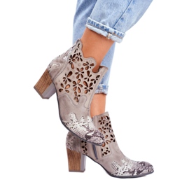 Dámské kozačky na vysokém podpatku Maciejka jarní šedá 04369-13 1 Dámské kozačky na vysokém podpatku Maciejka jarní šedá 04369-13 1