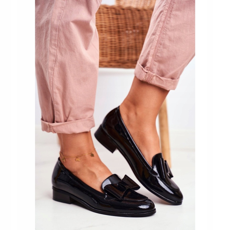 Vinceza Dámské mokasíny černé lakované luk Trixi černá 1