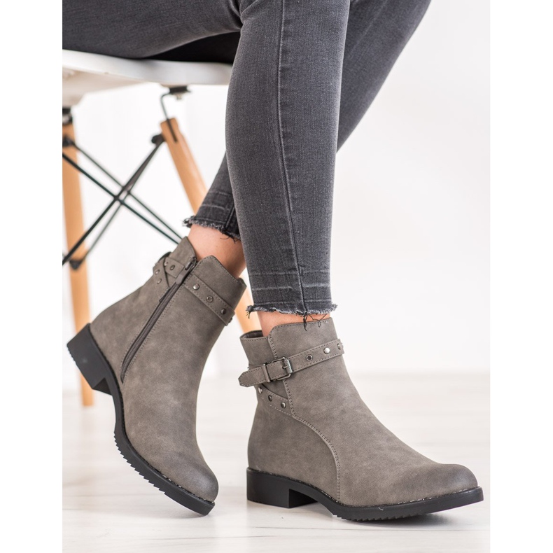 J. Star Teplé šedé kozačky šedá 1