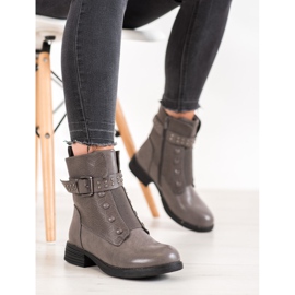 J. Star Šedé kozačky s gumičkou šedá 2