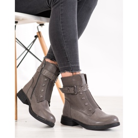 J. Star Šedé kozačky s gumičkou šedá 1