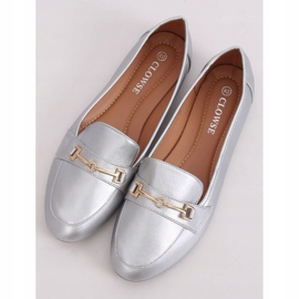 Stříbrné metalické mokasíny 9F176 Silver stříbro šedá 1