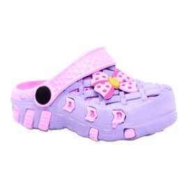 NEWS Dětské pantofle Pěnové Crocs Violet Bow Susan fialová růžový 3