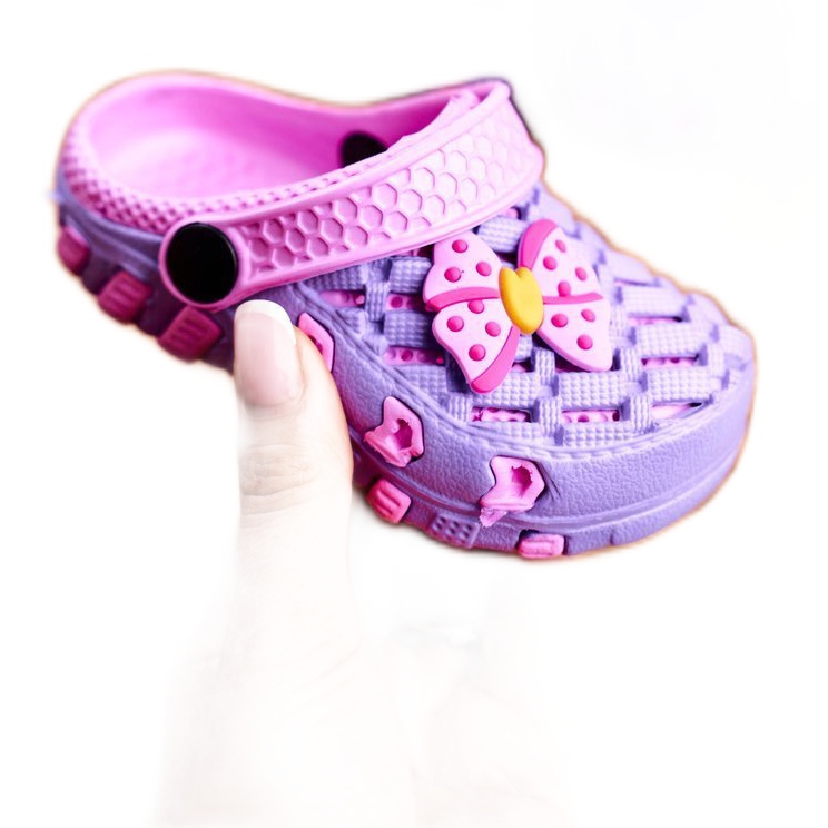 NEWS Dětské pantofle Pěnové Crocs Violet Bow Susan fialový růžový 2