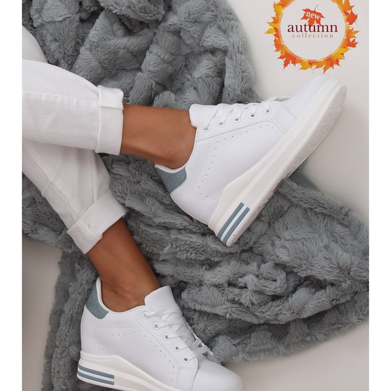 Bílé tenisky MY-0367 BÍLÉ / MODRÉ na skrytém klínu bílý 1