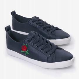 Tmavě modré tenisky s květinou 1727-02 námořnická modř 2