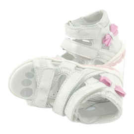 Sandály s mašlí Ren But 1489 bílé postříbřené růžový stříbrný 1