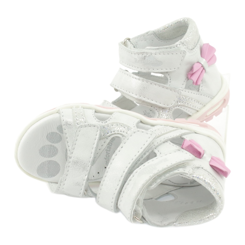 Sandály s mašlí Ren But 1489 bílé postříbřené růžový stříbrný 1