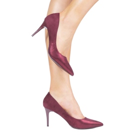 Růžové klasické eko semišové podpatky DD50P červené 1