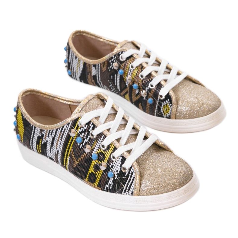 Zlaté tenisky bohatě zdobené C17-3997 vícebarevný zlatý žlutá 1