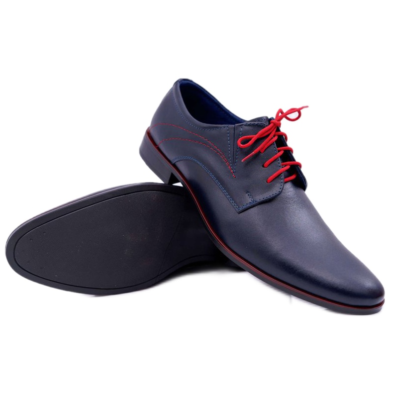 Mario Boschetti Pánské brogues, elegantní kůže, námořnická modř Menelaos červený 1