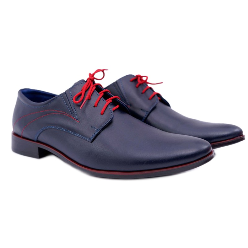Mario Boschetti Pánské brogues, elegantní kůže, námořnická modř Menelaos červený 2