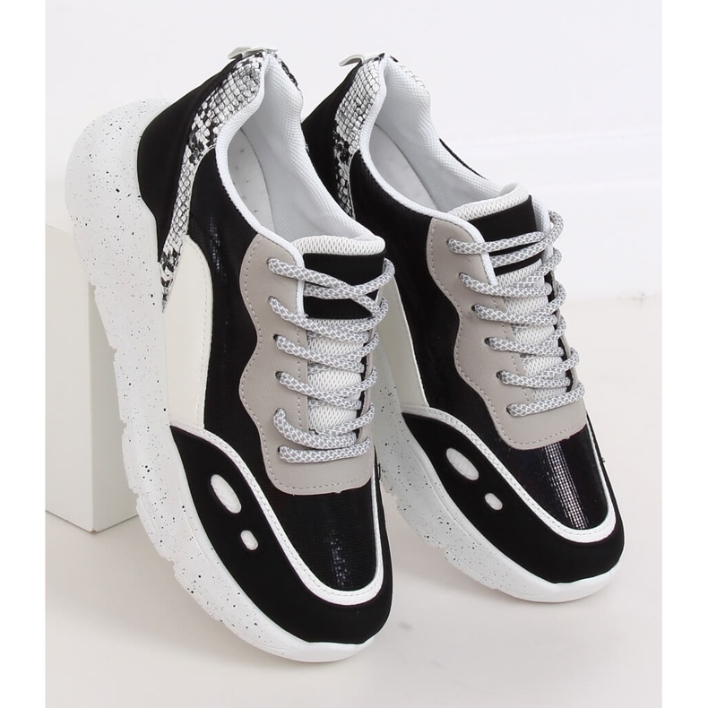 Černobílé sportovní boty LL1771 Black bílý černá 2