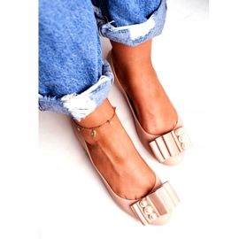 LU BOO Gumové balerínky Meliski se luky béžové Joleen béžový 2