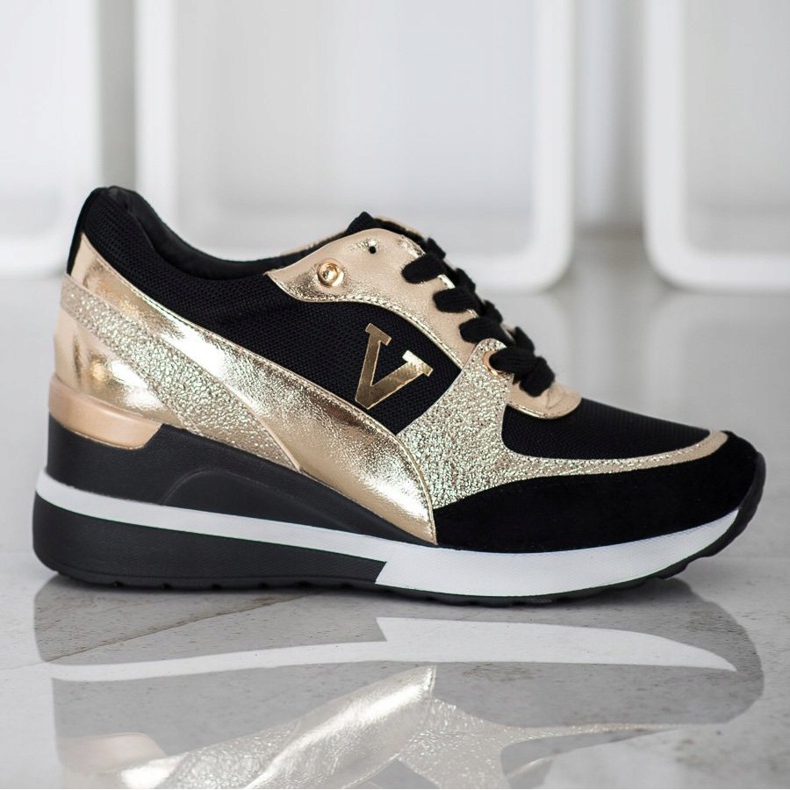 Vinceza Tenisky na klínku Vincez černá žlutá 2