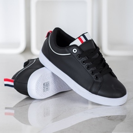 SHELOVET Stylové tenisky s eko kůží černá 1