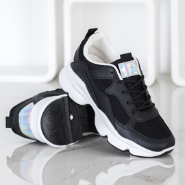 SHELOVET Pohodlné černé tenisky černá 1