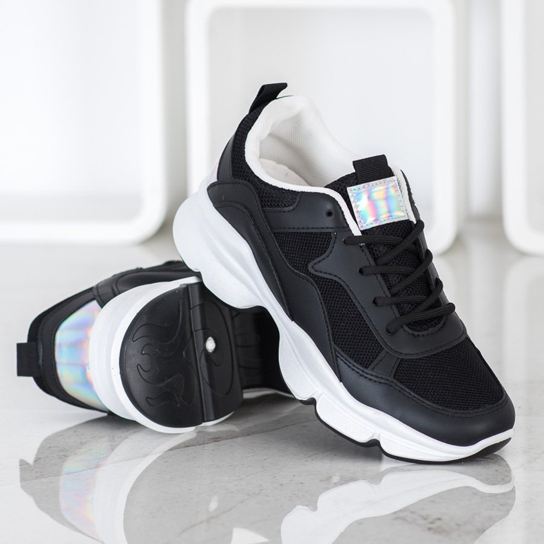 SHELOVET Pohodlné černé tenisky černá 1