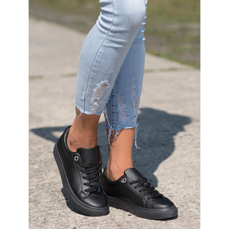 SHELOVET Tenisky s eko kůží černá 2