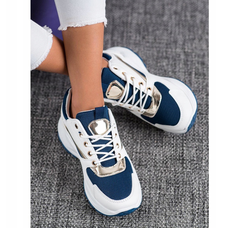 Ideal Shoes Stylové sportovní tenisky bílý námořnická modř 2