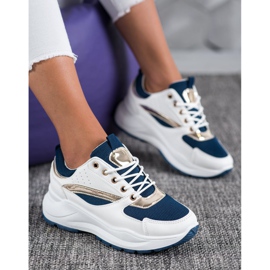 Ideal Shoes Stylové sportovní tenisky bílý námořnická modř 1