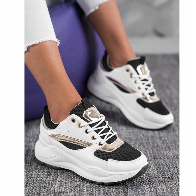 Ideal Shoes Stylové sportovní tenisky bílý černý 2