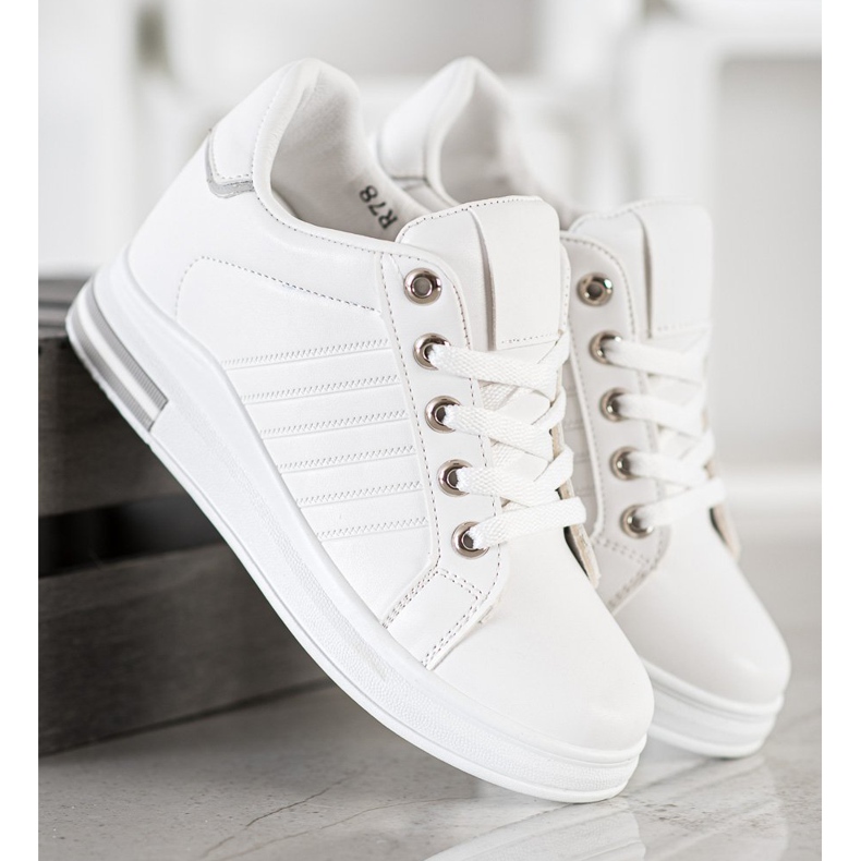 SHELOVET Bílé klínové tenisky bílý 2