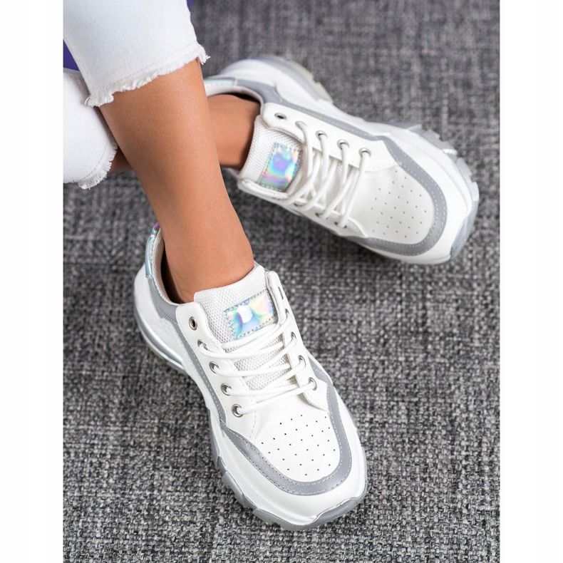 SHELOVET Eko kožené tenisky bílý šedá 1