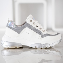 SHELOVET Eko kožené tenisky bílý šedá 2