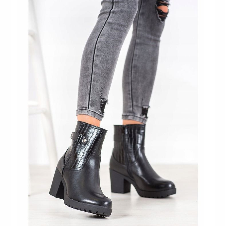 J. Star Teplé boty na sloupku černá 1