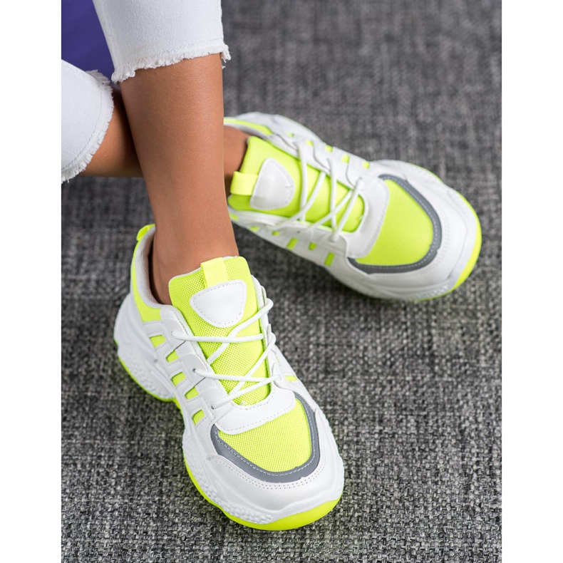 SHELOVET Pohodlné tenisky se síťovinou bílý žlutá 2