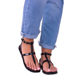 Lu Boo Sandály Romans, japonské Lento Black černý 2