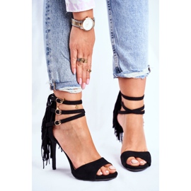 LU BOO Dámské sandály na vysokém podpatku Gladiator Black Carnival černá 2