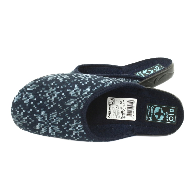 Velurové pantofle Adanex 25405 Navy blue námořnická modř modrý 4