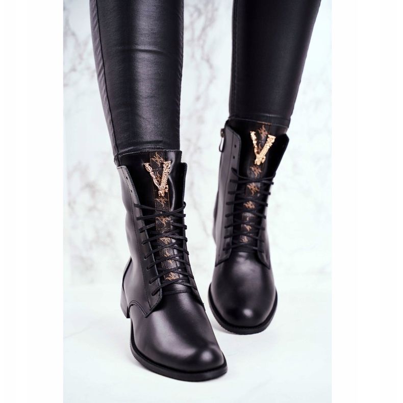Dámské kozačky Nicole Leather Black 2593 černý 2
