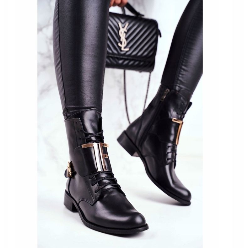 Dámské kozačky Nicole Leather Black 2591 černá zlatý 1