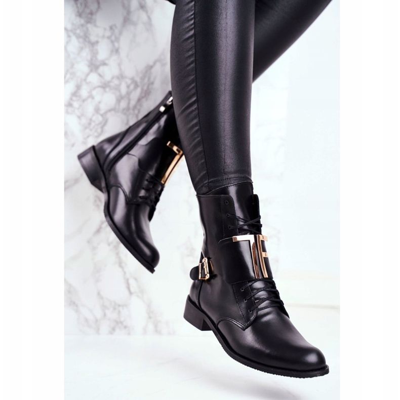 Dámské kozačky Nicole Leather Black 2591 černý zlatý 2