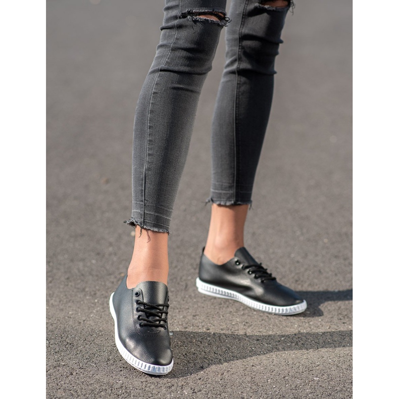 SHELOVET Černé tenisky s eko kůží černá 1