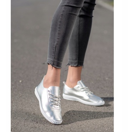 SHELOVET Stříbrné tenisky s eko kůží stříbrný 1