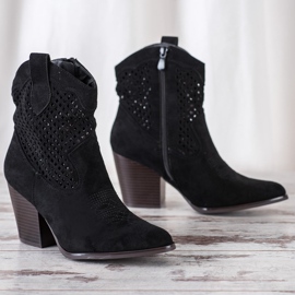 Erynn Černé prolamované kovbojky černý 1