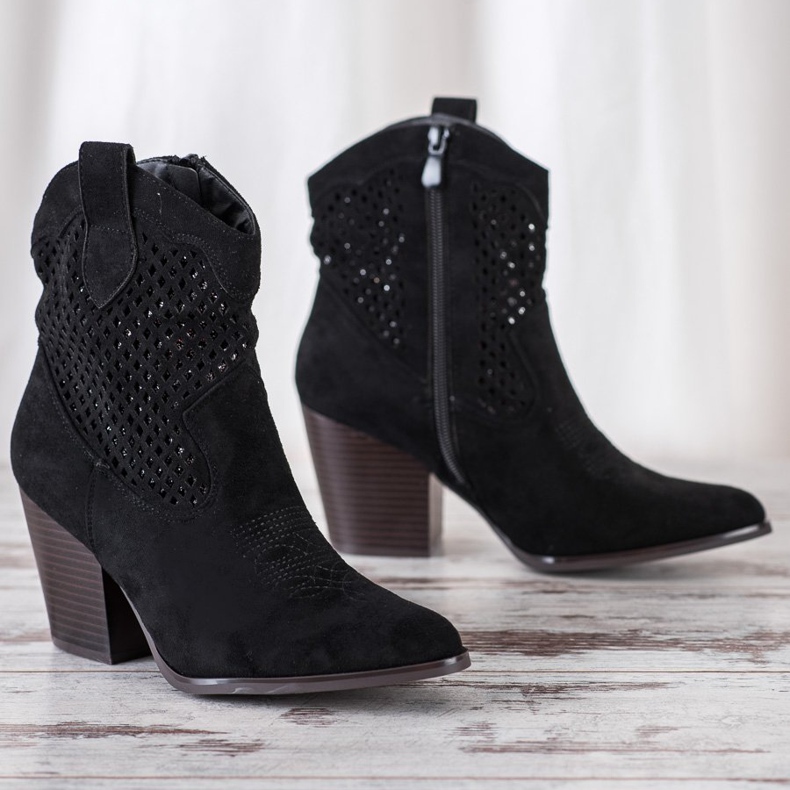 Erynn Černé prolamované kovbojky černý 1