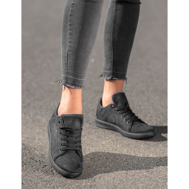 SHELOVET Černé semišové tenisky černá 2